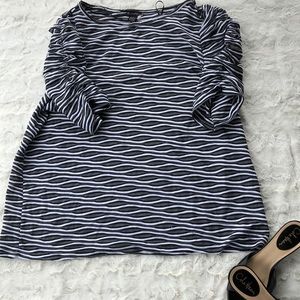 ND Black and White Ruched Sleeves Top